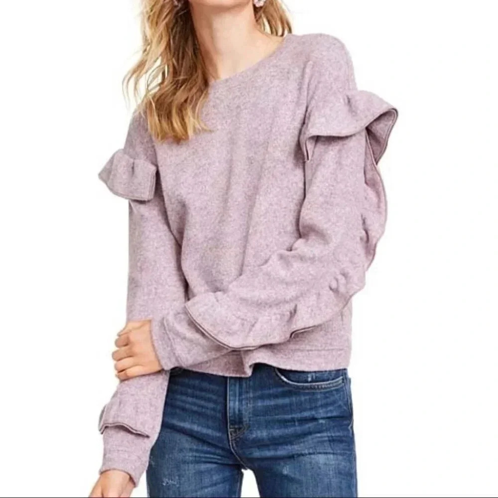 NWOT Leyden Purple Ruffle Sleeve Sweater Size XL